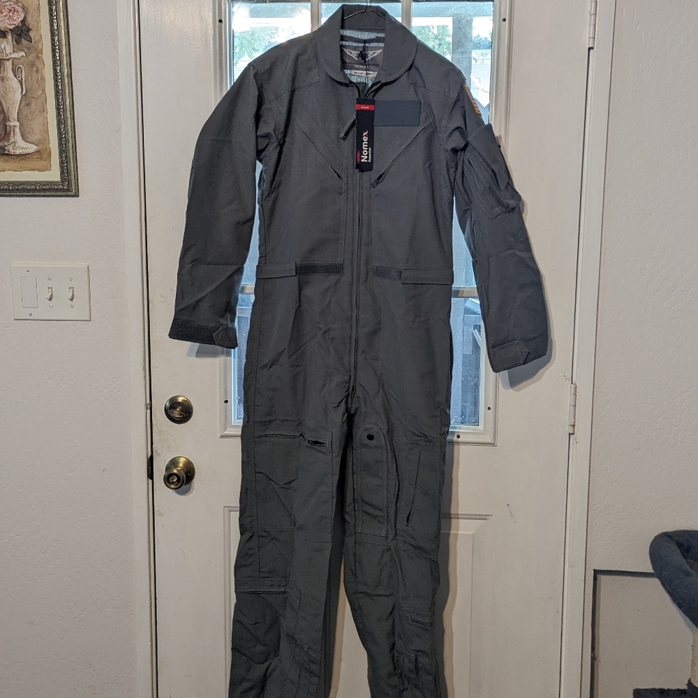 Grey Nomex flight suit